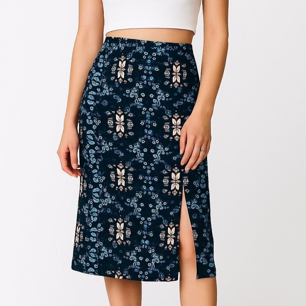 JCrew A-line Midi Skirt in Mirrored Floral Size 2